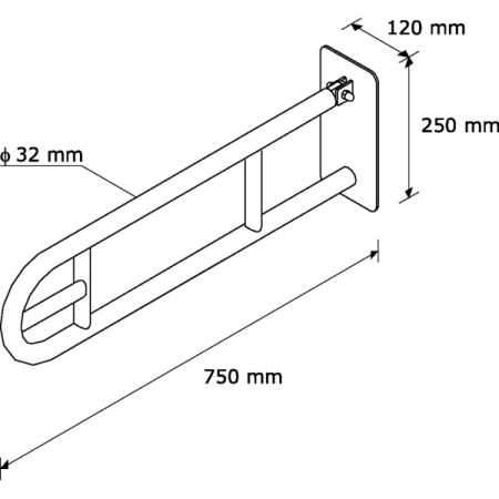 Pokretni rukohvat sa držačem za toalet papir - dužina 750mm - Image 3